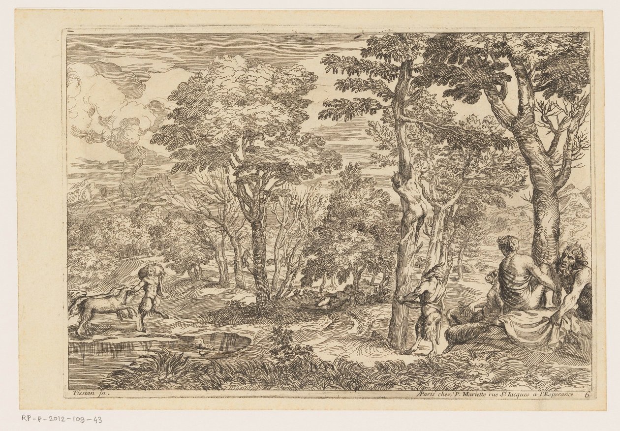 Forest Landscape with Satyrs by Moise Jean Baptiste Fouard