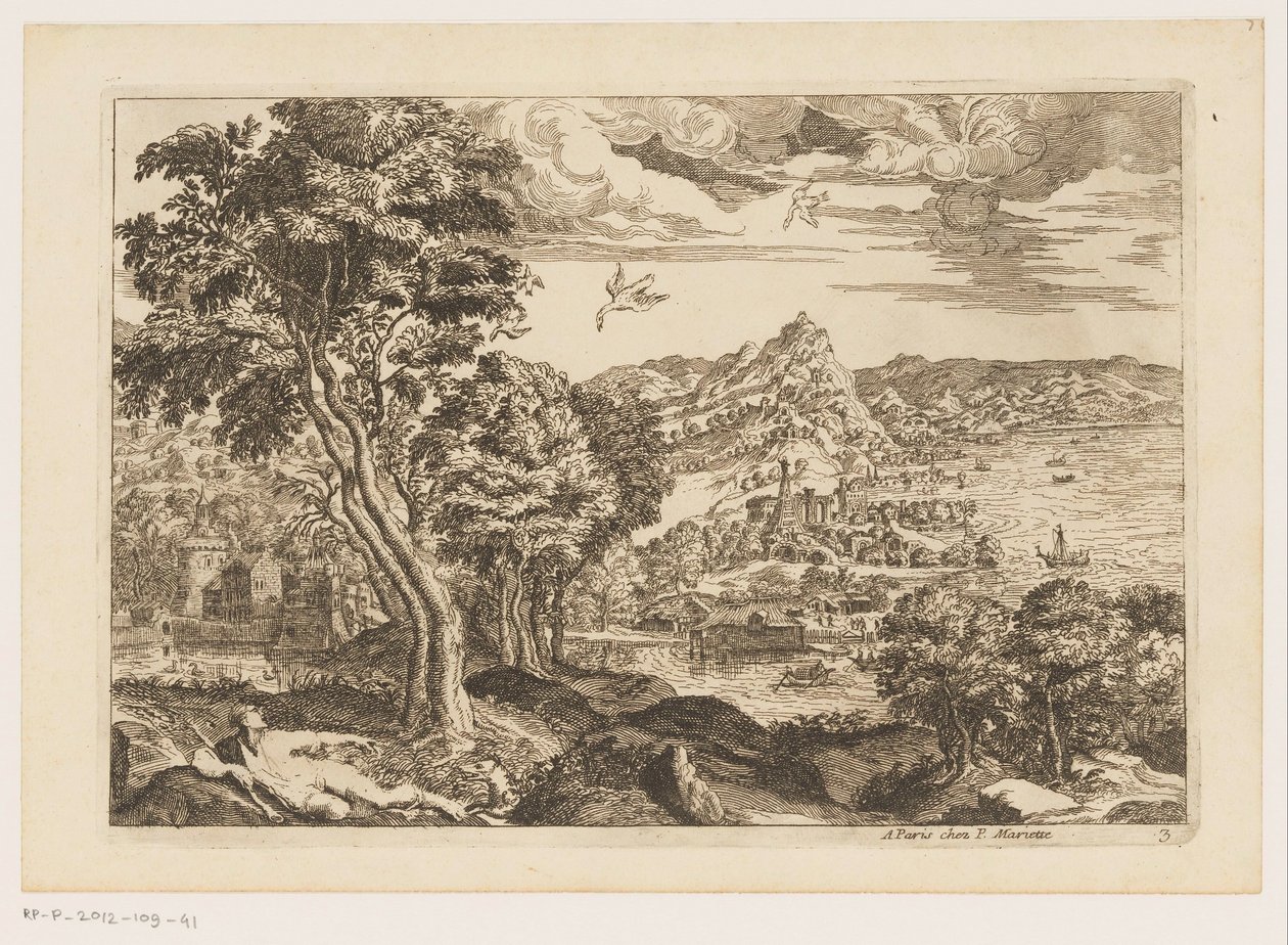 Coastal Landscape with Flying Birds by Moise Jean Baptiste Fouard