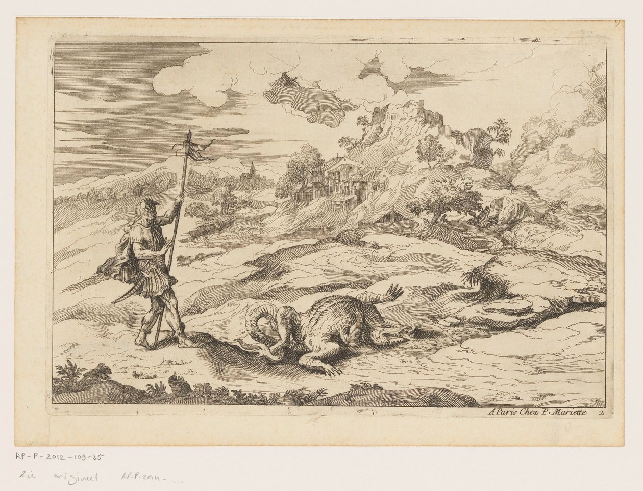 Landscape with St. George and the Dragon (Landscapes after Titian) by Moise Jean Baptiste Fouard