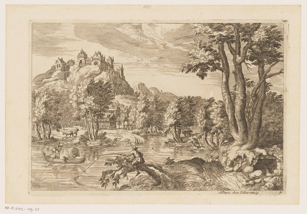 Landscape with Anglers (Landscapes after Titian) by Moise Jean Baptiste Fouard