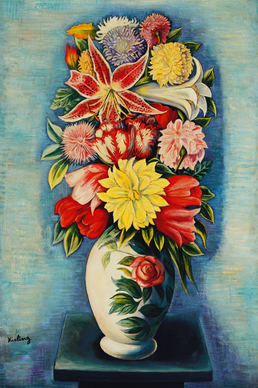 Flowers: Dahlias, Tulips, and Lilies by Moise Kisling