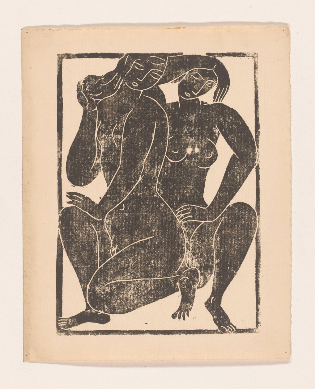 Two Crouching Naked Women by Moissej Kogan