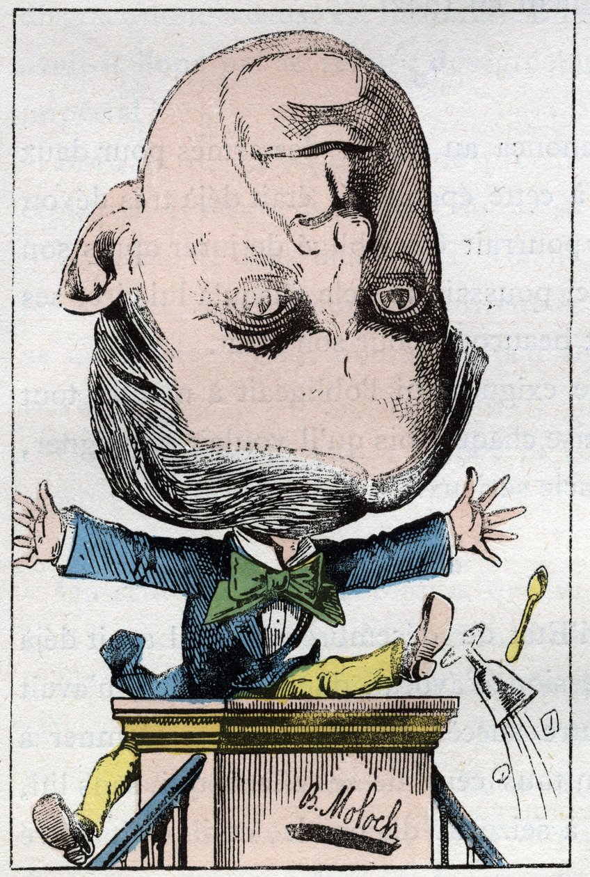 Portrait of Henri, Pierre, Edmond DUFAUR DE GAVARDIE (1823 - 1910) French Senator in “Le Trombinoscope” by Touchatout, cartoon by B. Moloch of 1882. Private collection by Moloch