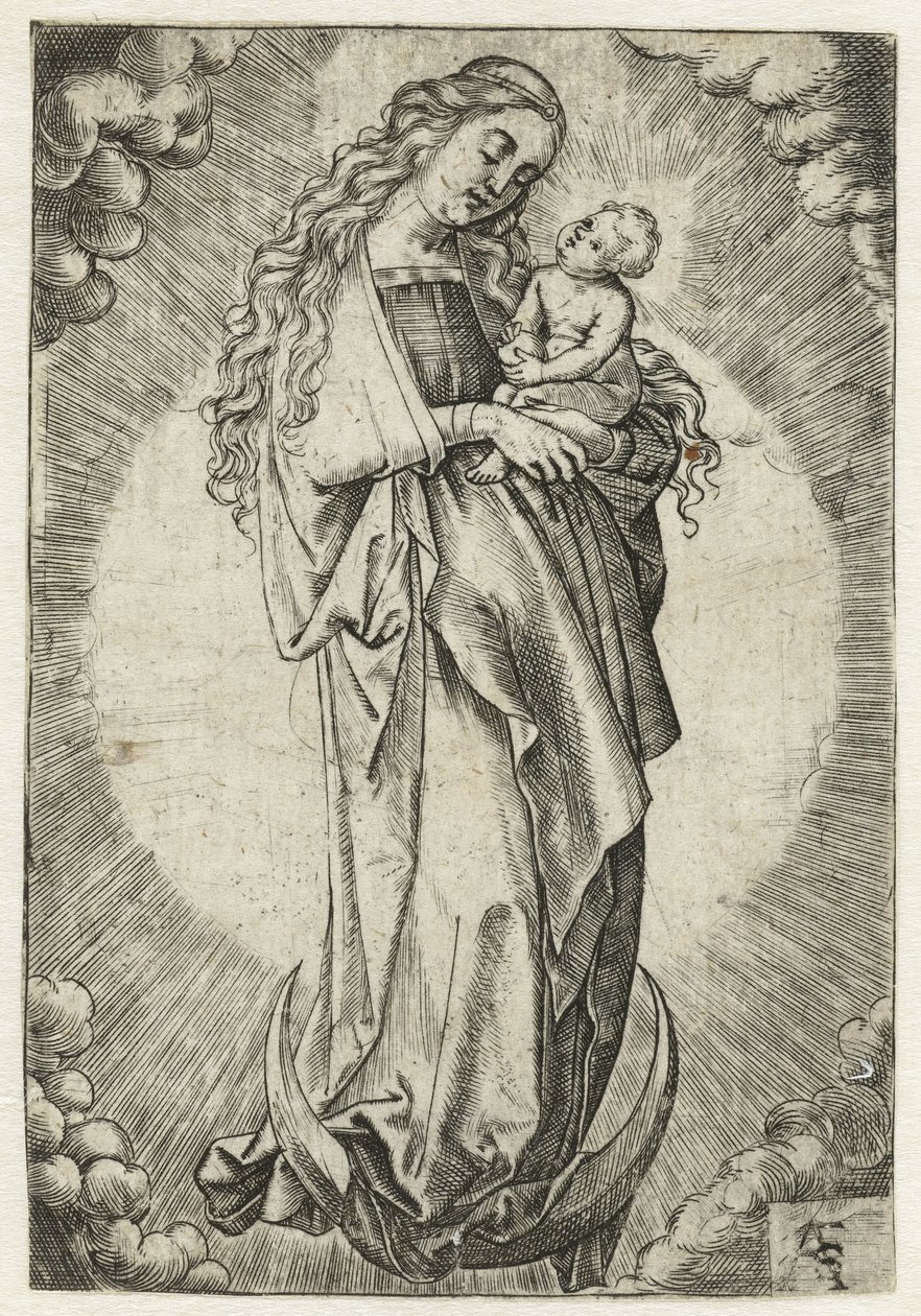 Mary with Child on a Crescent Moon by Monogrammist ASF