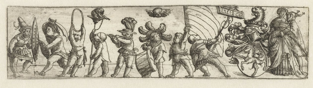 Frieze with Putti and Coat of Arms by Monogrammist CB met boom