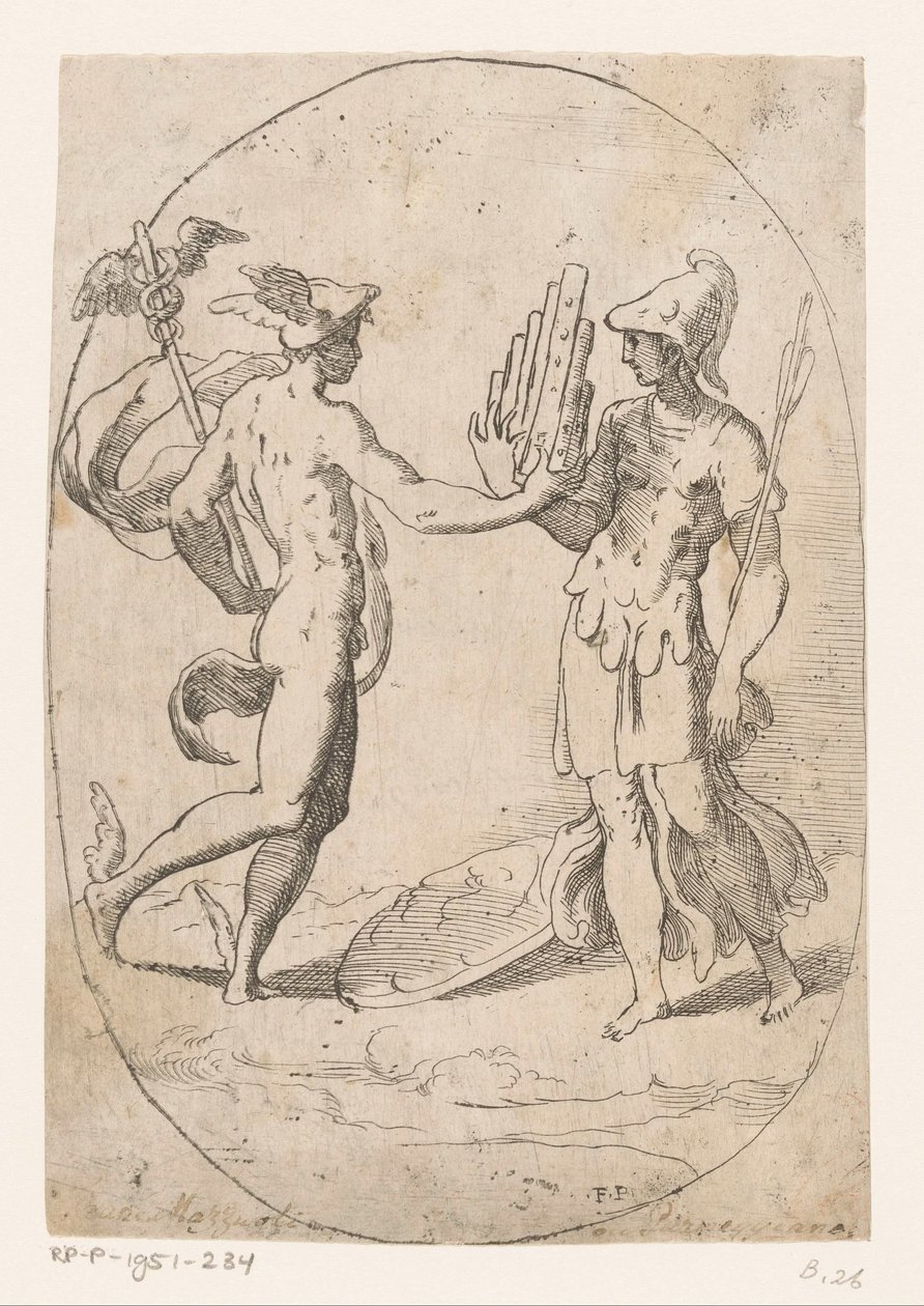 Mercury and Bellona by Monogrammist FP (Italië; 16e eeuw)