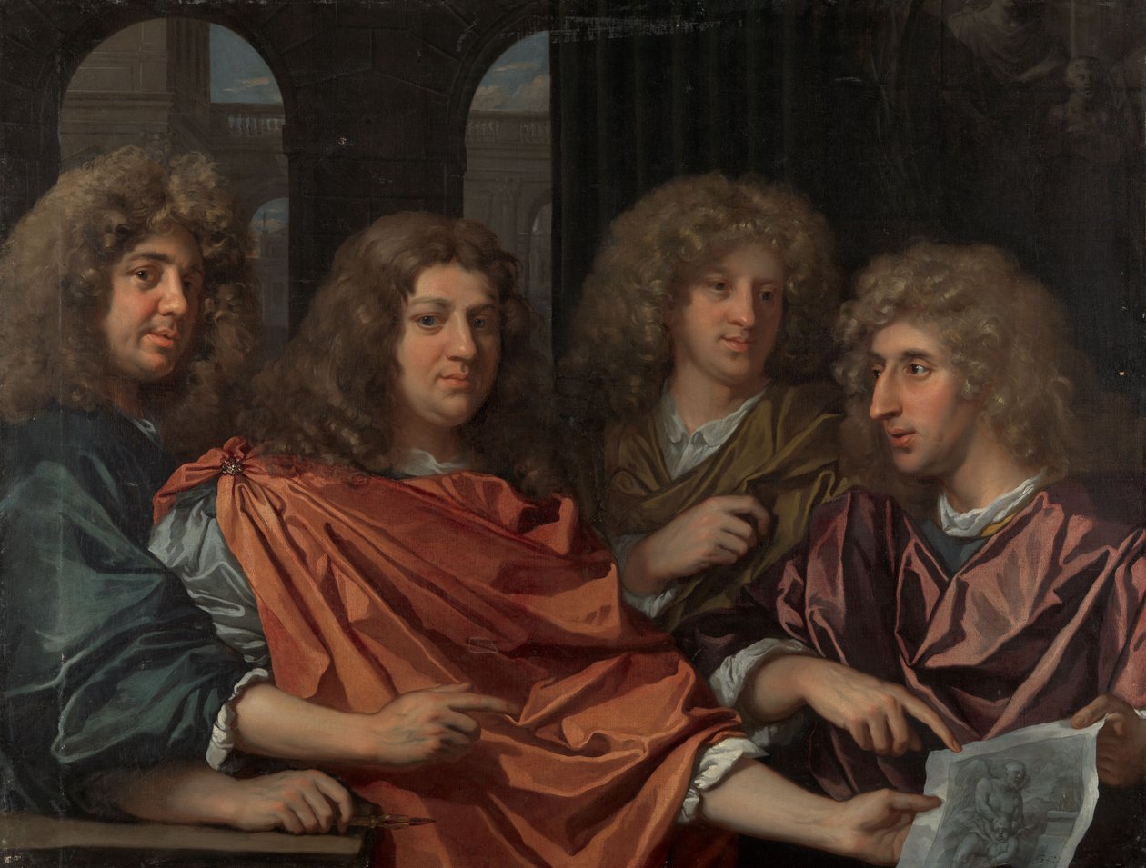 Group Portrait of Four Artists by Monogrammist GF