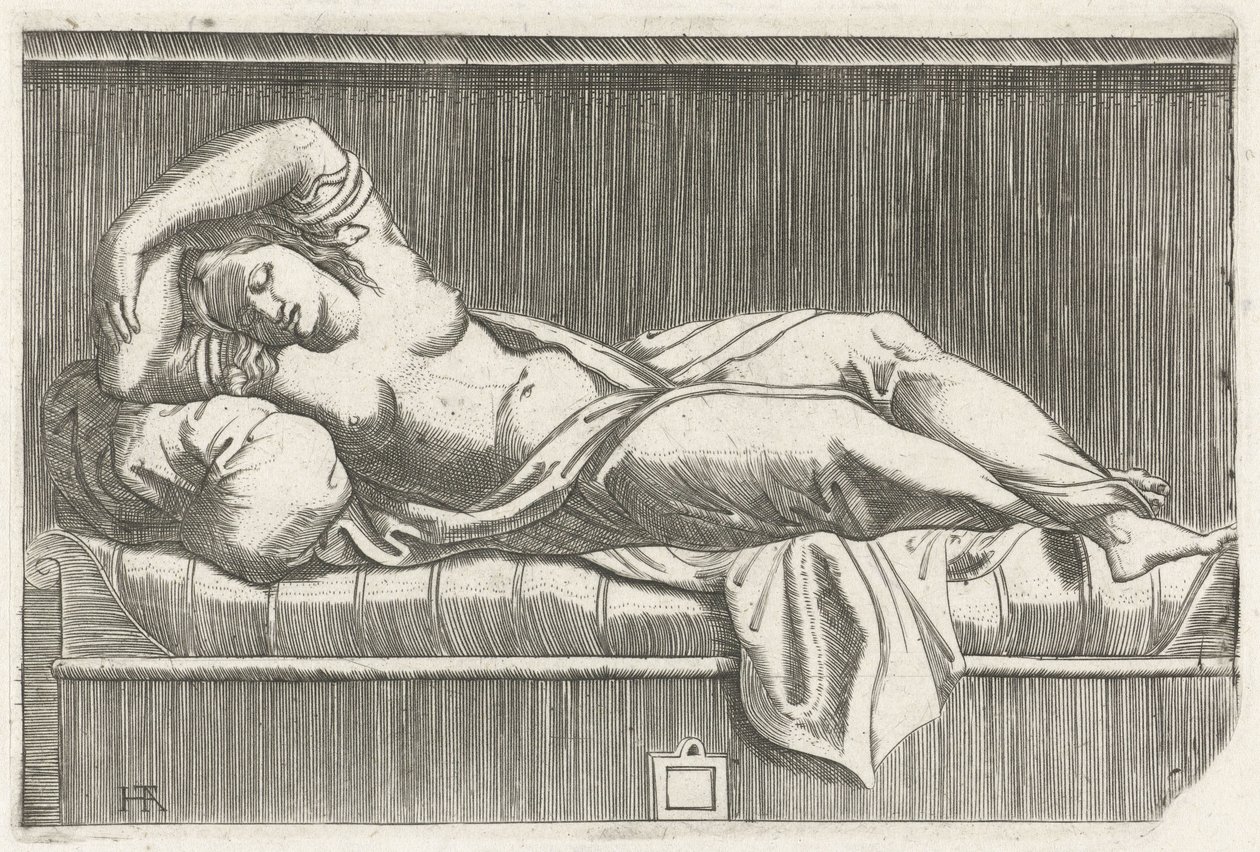 Cleopatra Half-Naked Lying on a Bed by Monogrammist HTA