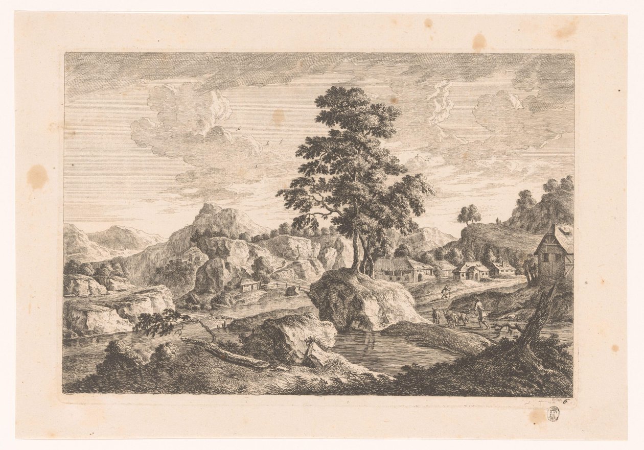 Mountainous Landscape with Houses by Monogrammist MEG