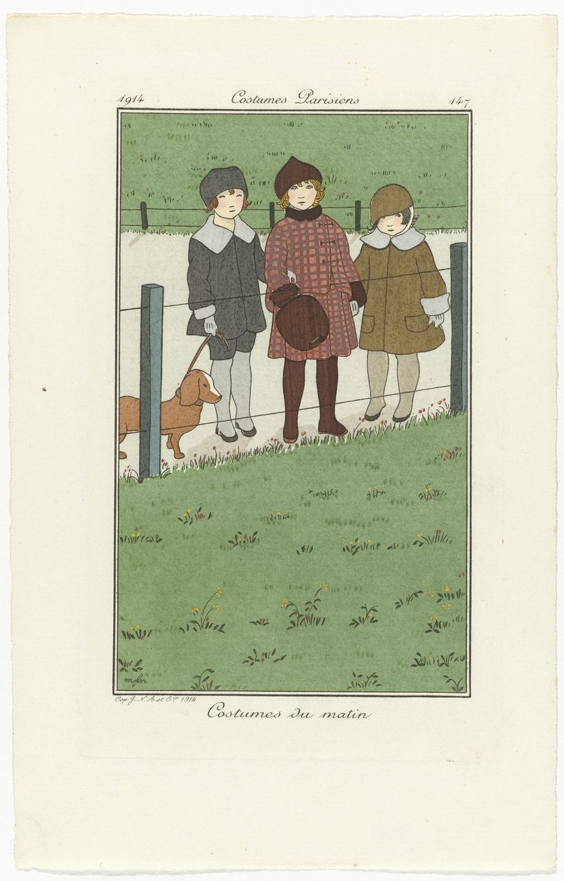 Journal des Dames et des Modes, Costumes Parisiens, 1914, No. 147: Morning Costumes by Monogrammist MFN