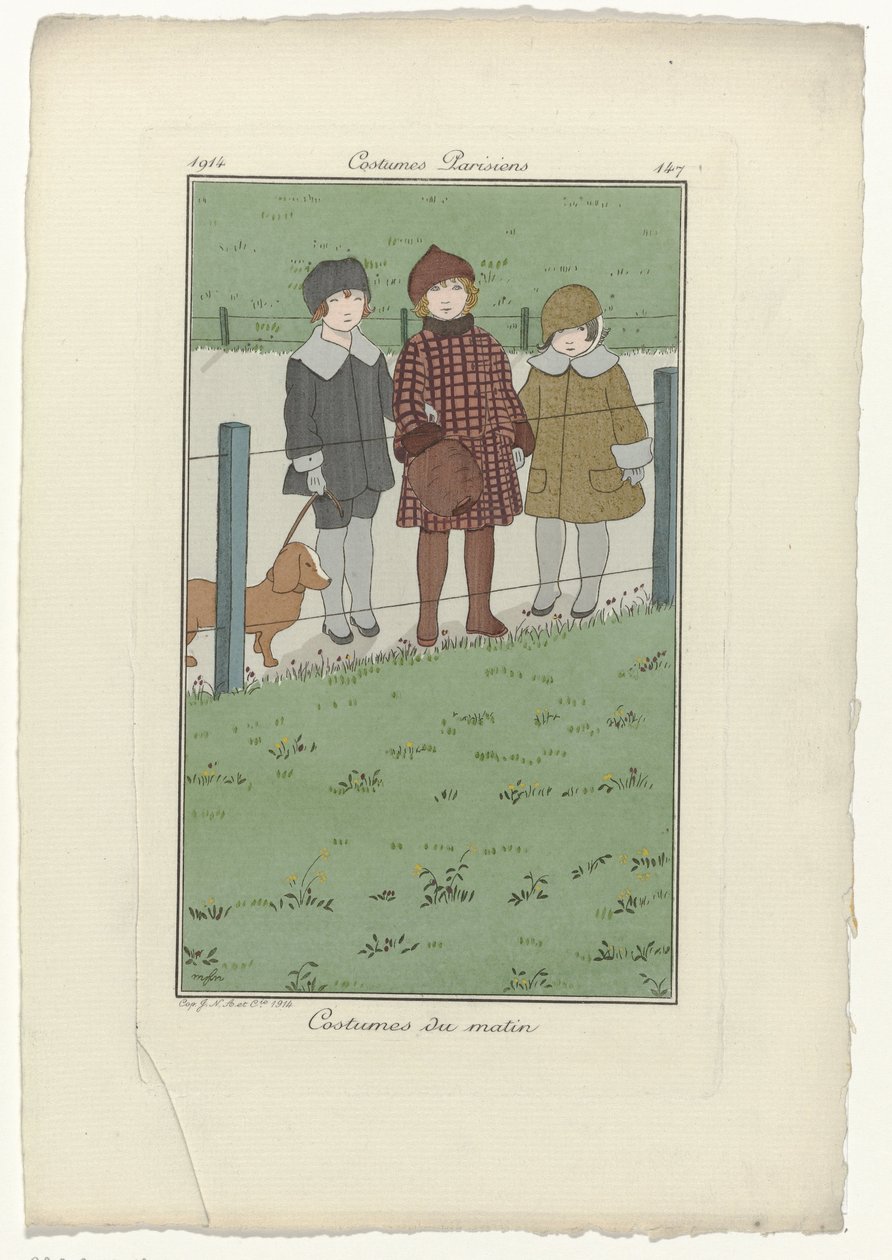 Journal des Dames et des Modes, Costumes Parisiens, 1914, No. 147: Morning Costumes by Monogrammist MFN