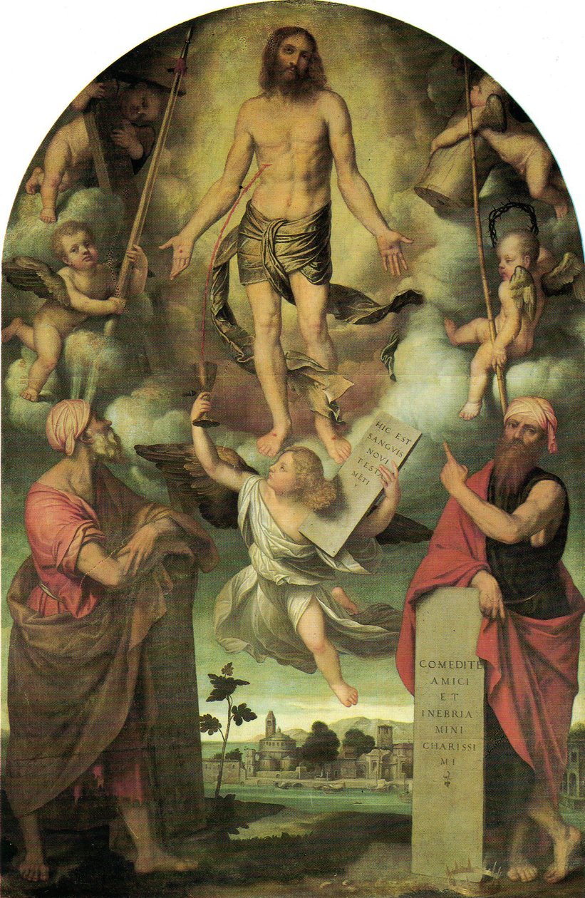 Christ in Passion with Moses and Solomon by Moretto da Brescia