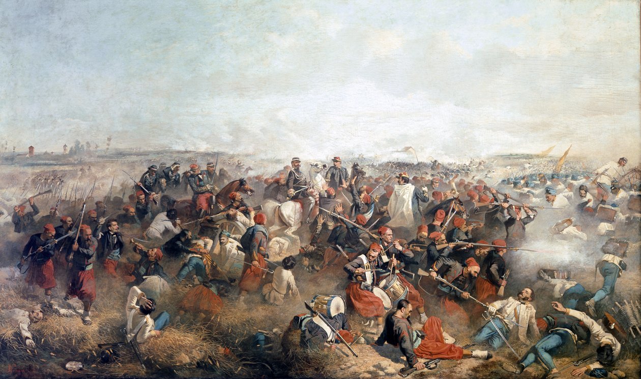 Battle of Palestro: The Zouaves. In the Center Victor Emmanuel II by Morfini