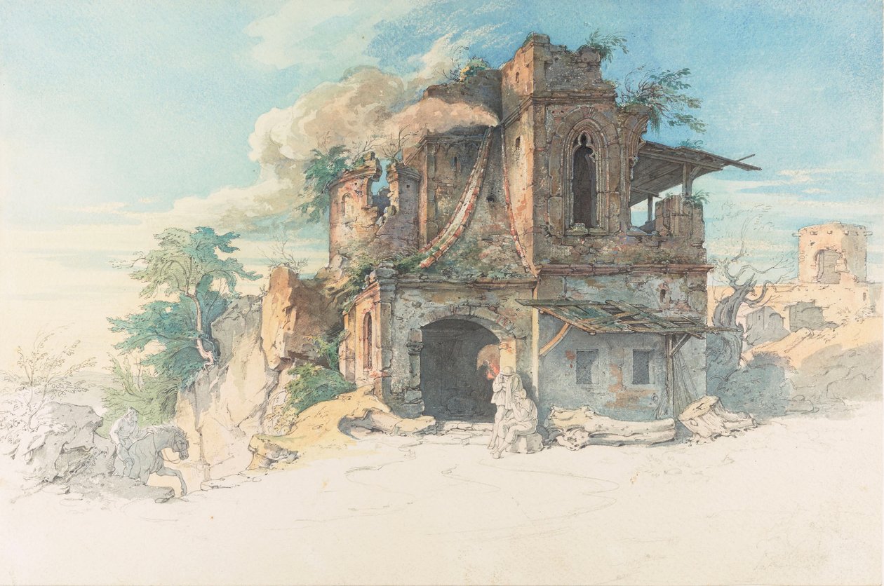Illustration for the Ballad Der Gang nach dem Eisenhammer by Friedrich Schiller by Moritz Ludwig von Schwind