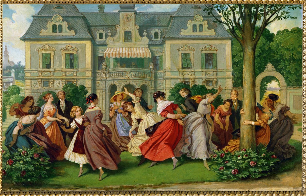Society Games, a Manor in the Background by Moritz Ludwig von Schwind
