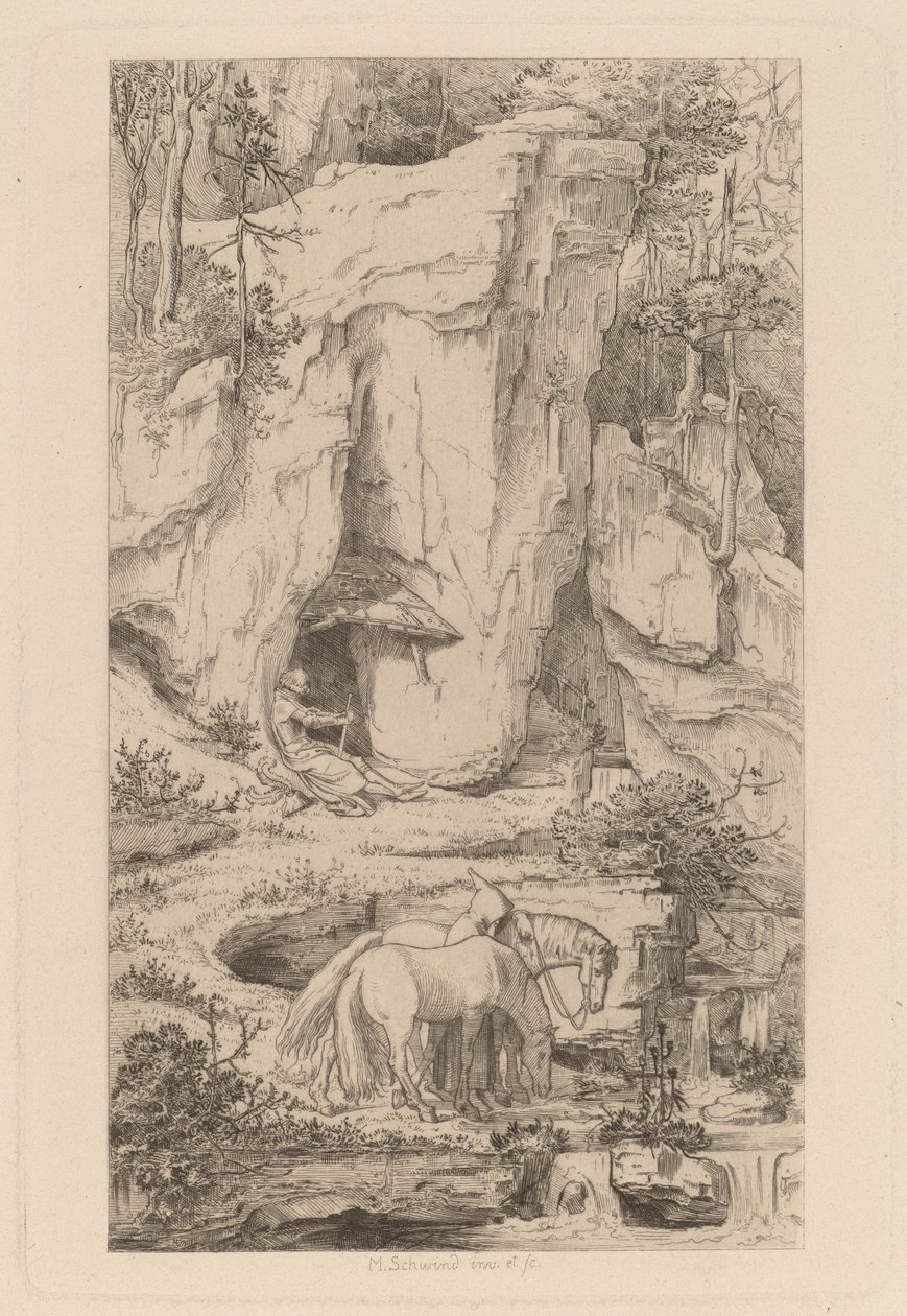 A Monk Leading Horses to Water by Moritz Ludwig von Schwind