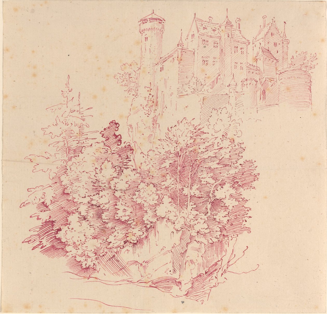 Fortified Castle on a High Cliff by Moritz Ludwig von Schwind