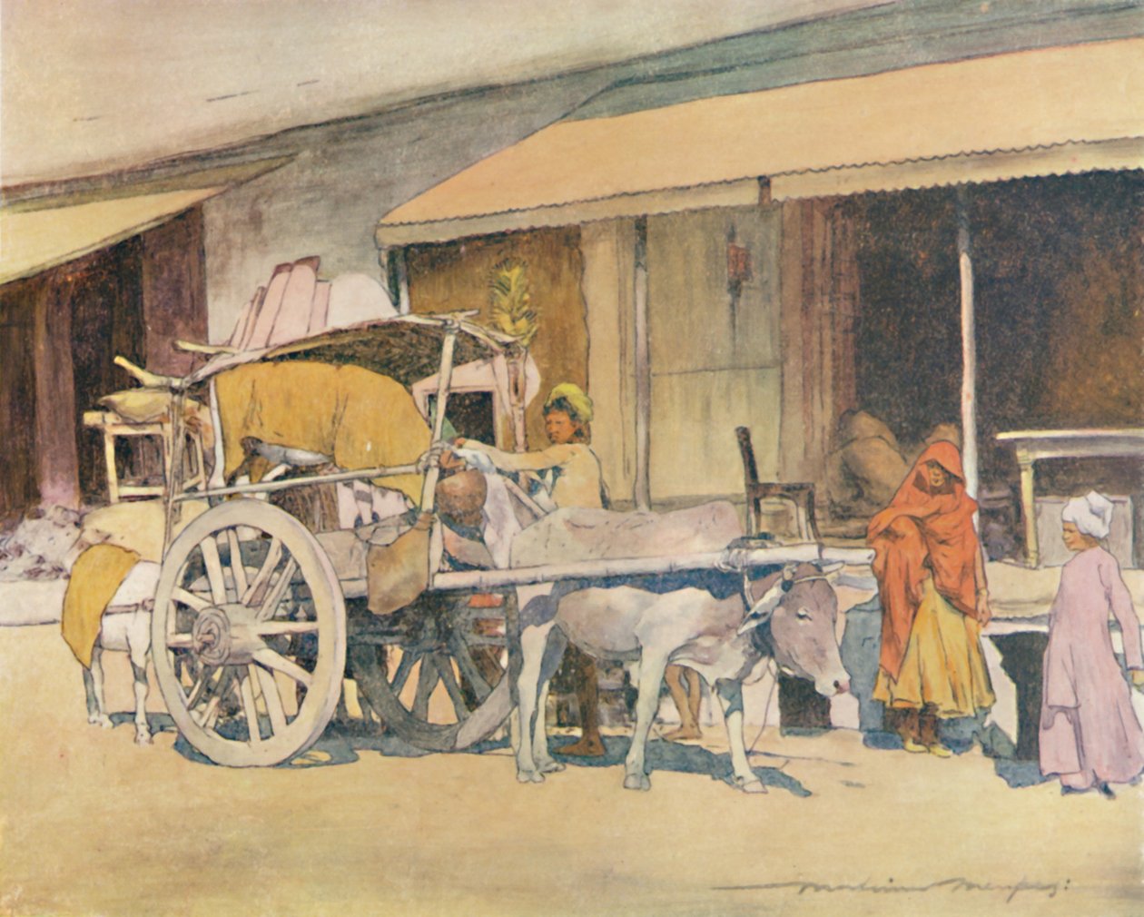 A Bullock-cart, Ajmere, 1905 by Mortimer Ludington Menpes