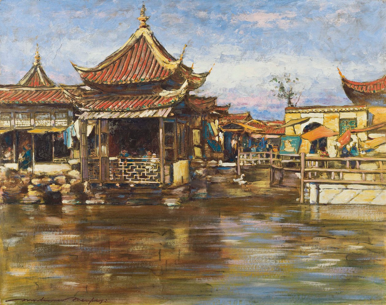 A Tea House, Shanghai, c.1909 by Mortimer Ludington Menpes