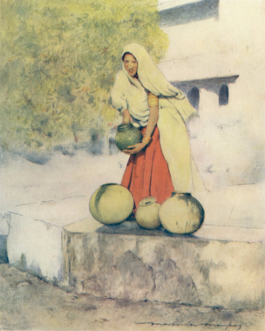 A Woman at the Well, Jeypore by Mortimer Ludington Menpes