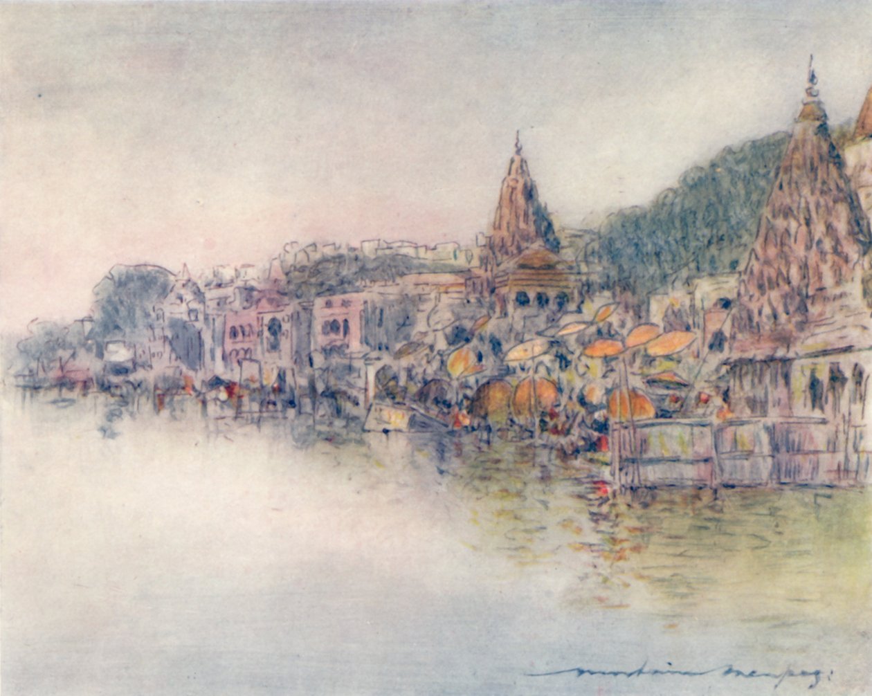On the Banks of Holy River, Benares by Mortimer Ludington Menpes