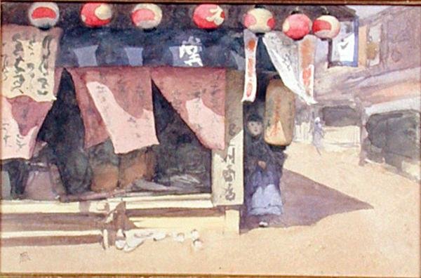 Outside a Teahouse, Japan, c.1887-88 by Mortimer Ludington Menpes