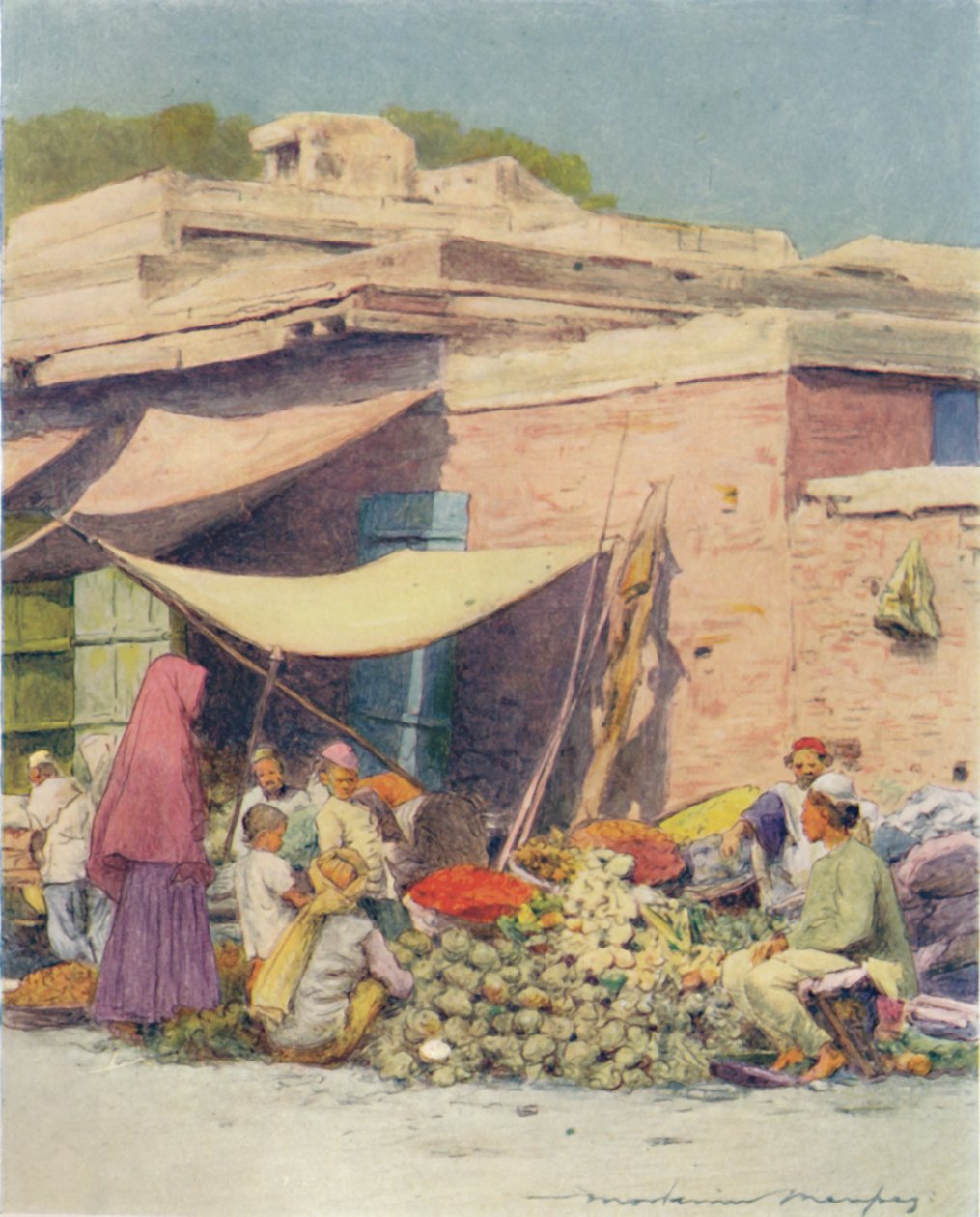 Vegetable Market, Delhi by Mortimer Ludington Menpes