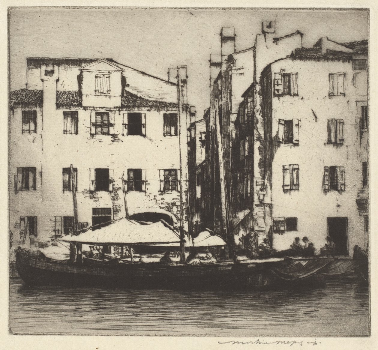 Boats on a Canal, Venetian Island by Mortimer Menpes