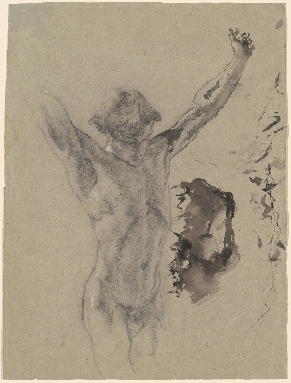 Study of the Figure and Head of Christ in Christ on the Cross and Mary Magdalene by Mose Bianchi