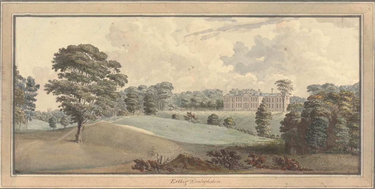 View of Erthig, Denbigshire, Wales by Moses Griffith
