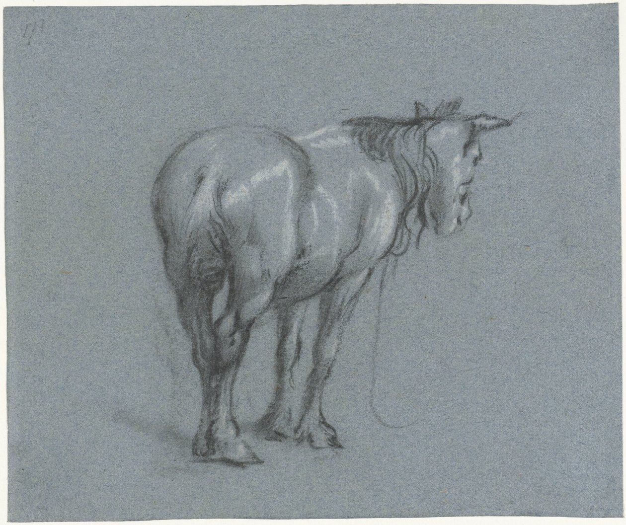 Study of a Horse from Behind, to the Right (Standing Workhorses series) by Moses Ter Borch