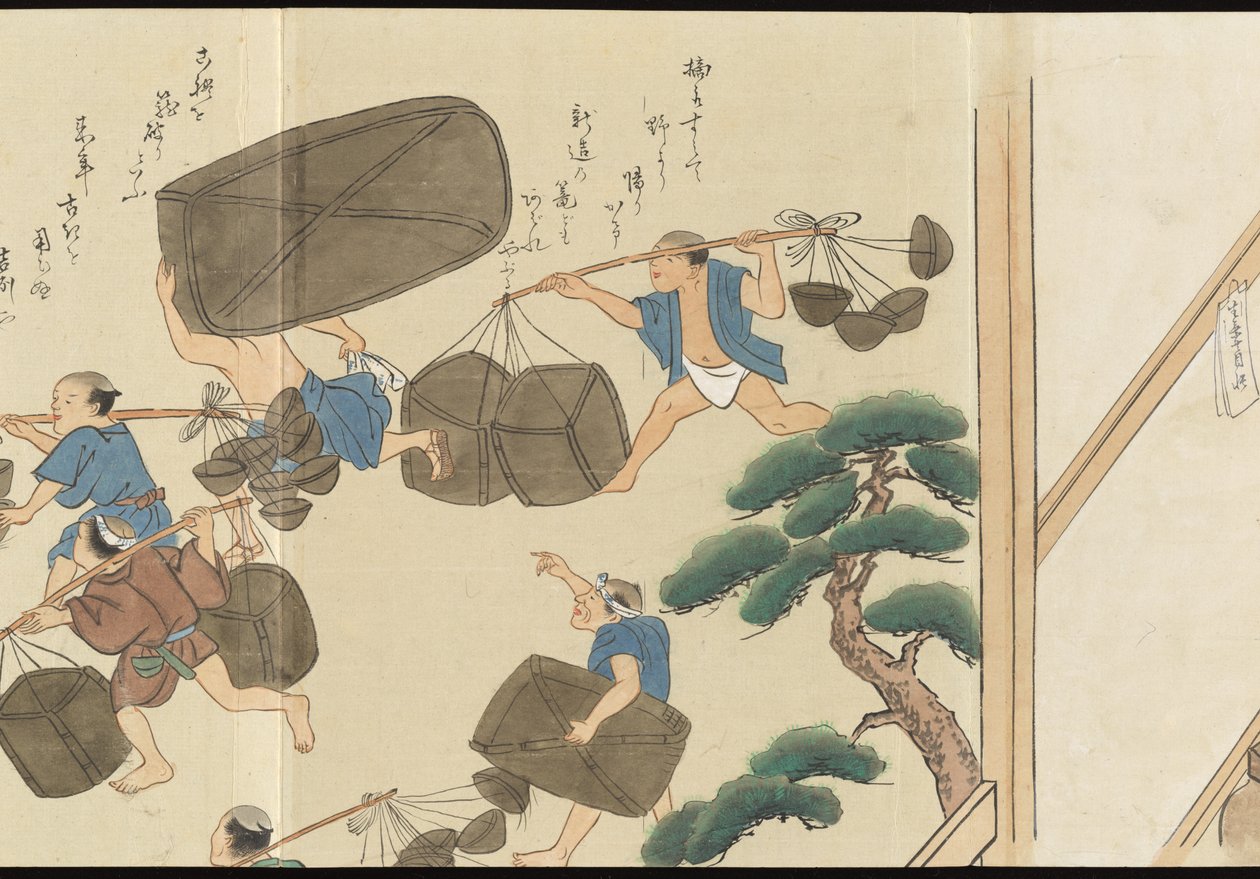 Illustrations of Uji Tea Production by Motonari Sait?