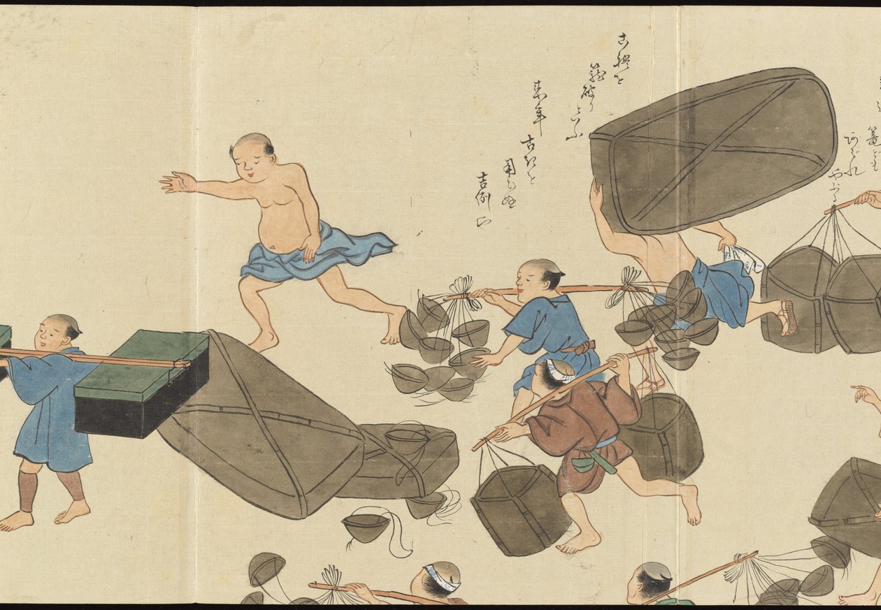 Illustrations of Uji Tea Production by Motonari Sait?