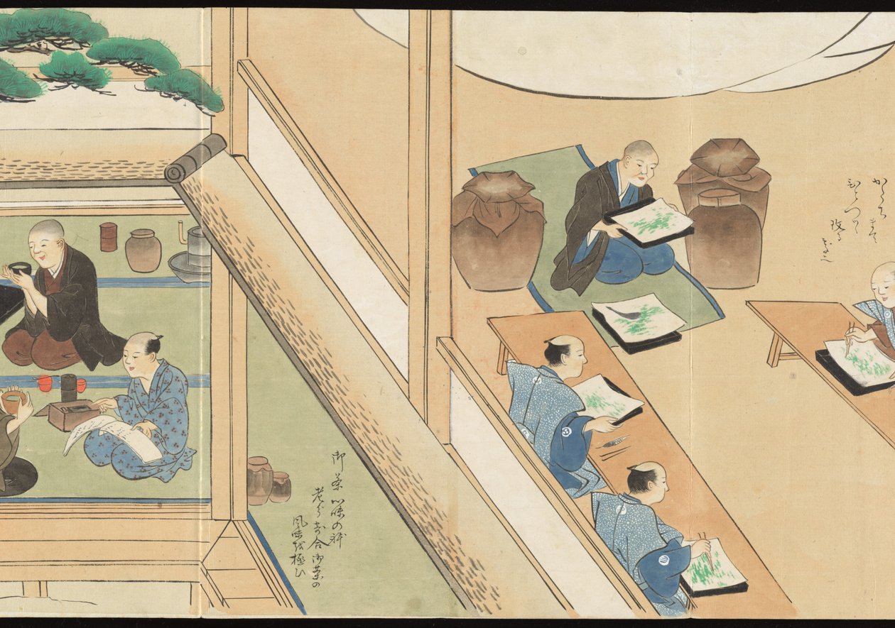 Illustrations of Uji Tea Production by Motonari Sait?