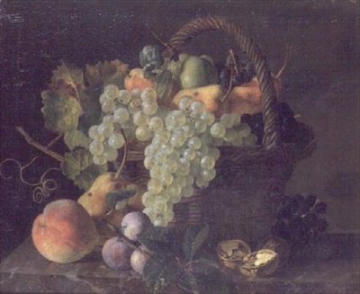 Still Life of Fruit in a Basket by Mouchet Mouchet