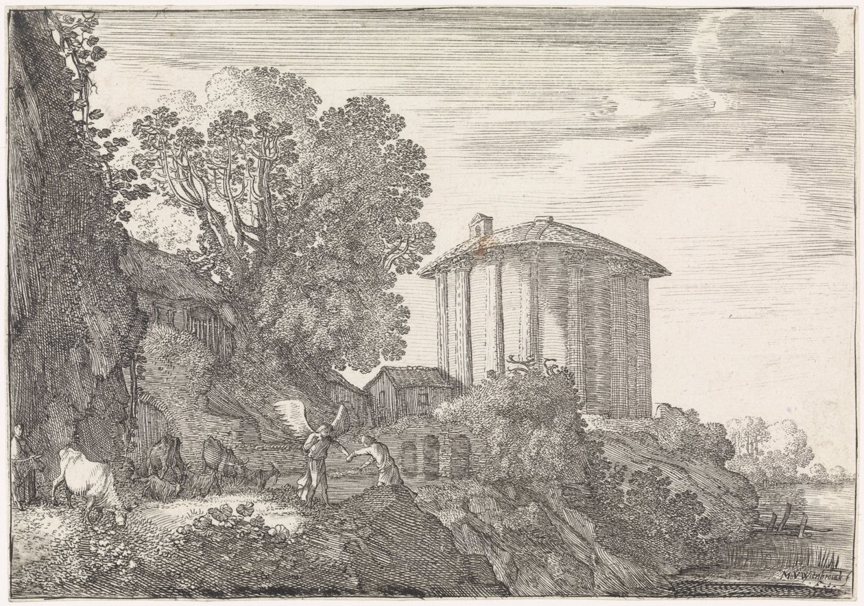 Landscape with the Temple of Vesta (Arcadian Landscapes) by Moyses van Wtenbrouck