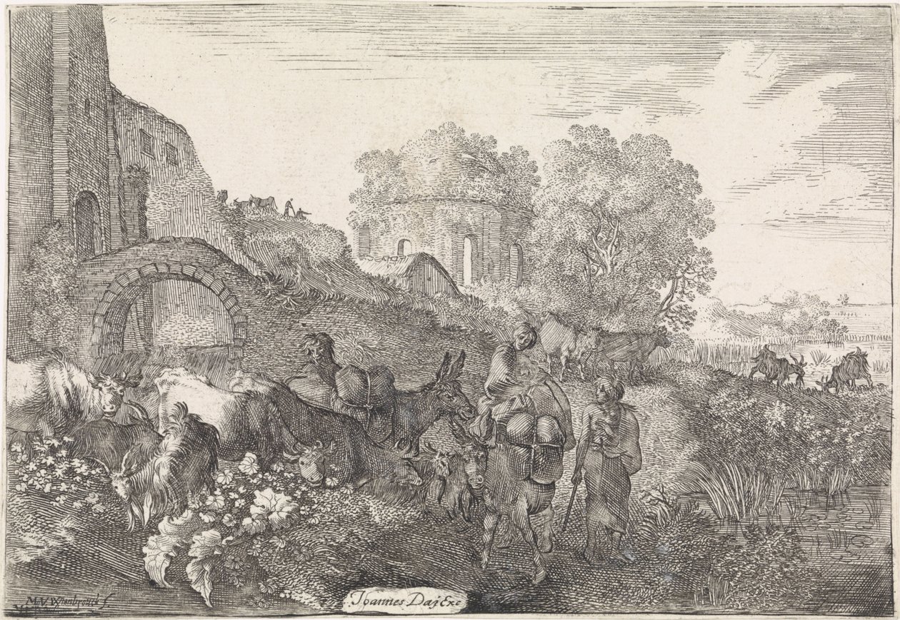 Landscape with Travelers by Moyses van Wtenbrouck