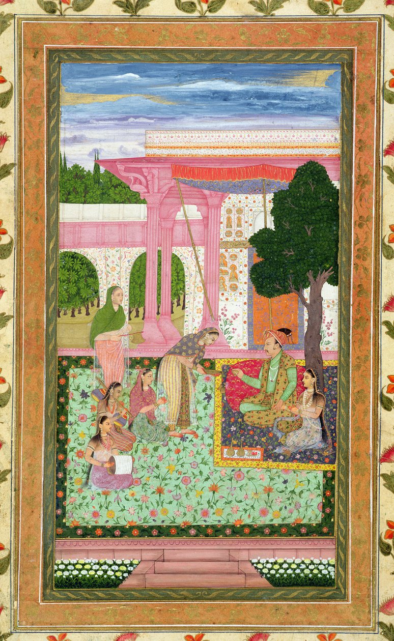 Emperor Jahangir with His Consort and Attendants in a Garden, from the Small Clive Album by Mughal School