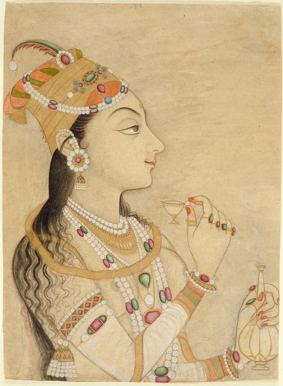 Idealized Portrait of the Mughal Empress Nur Jahan by Mughal School