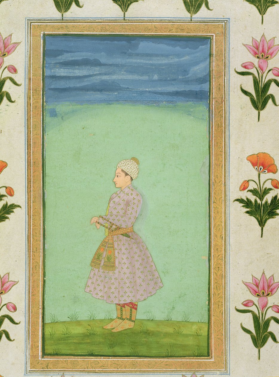 Standing figure of a boy with a jewelled dagger in his sash, from the Small Clive Album by Mughal School