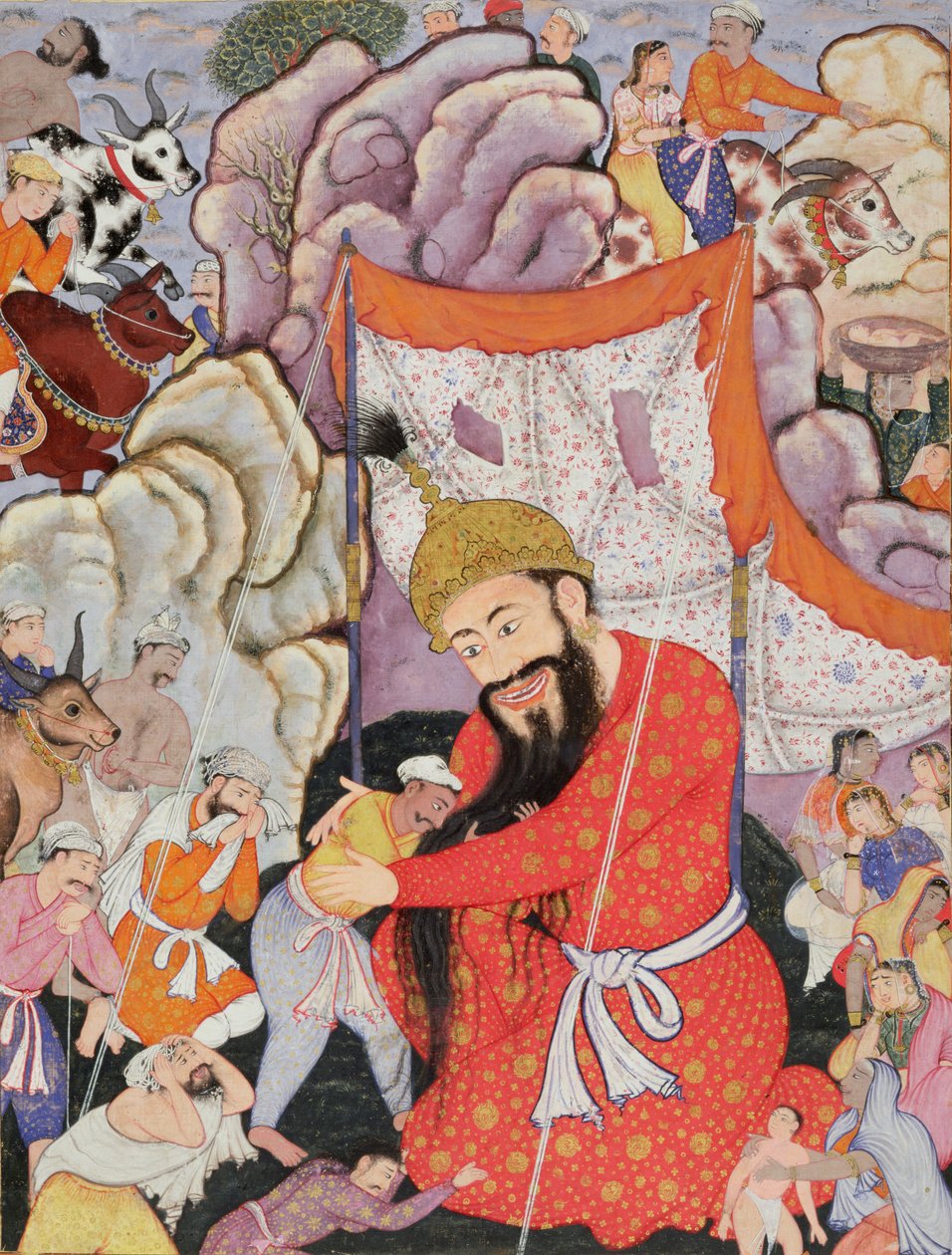 Zumurrud Shah Reaches the Foot of a Huge Mountain and is Joined by Raim Blood-Drinker and Yaqut Shining, 1557-72 by Mughal School