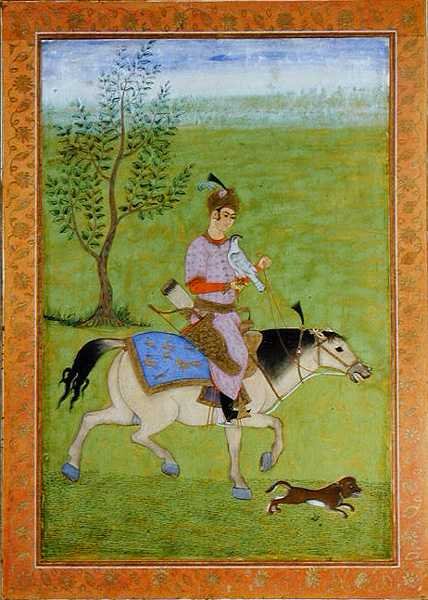 A Prince Hawking on Horseback, from the Large Clive Album by Mughal School