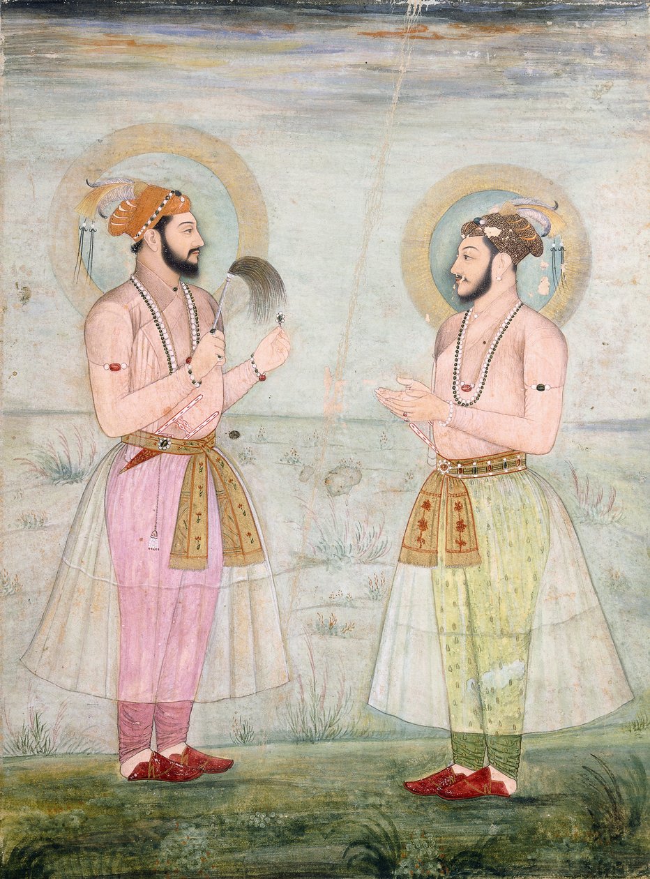 Portraits of Prince Dara Shikoh and Prince Sulaiman Shikoh Nimbate by Mughal School