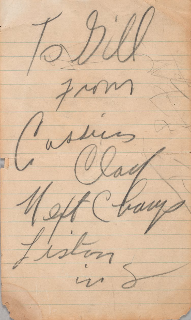 Autograph Written by Cassius Clay, 1963 by Muhammad Ali