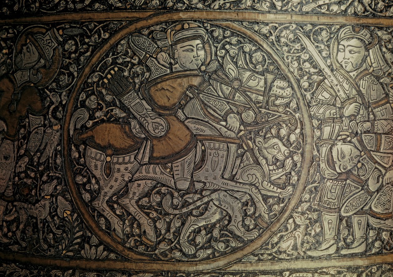 Mamluk Knight: Syrian Art. Detail of a basin called 