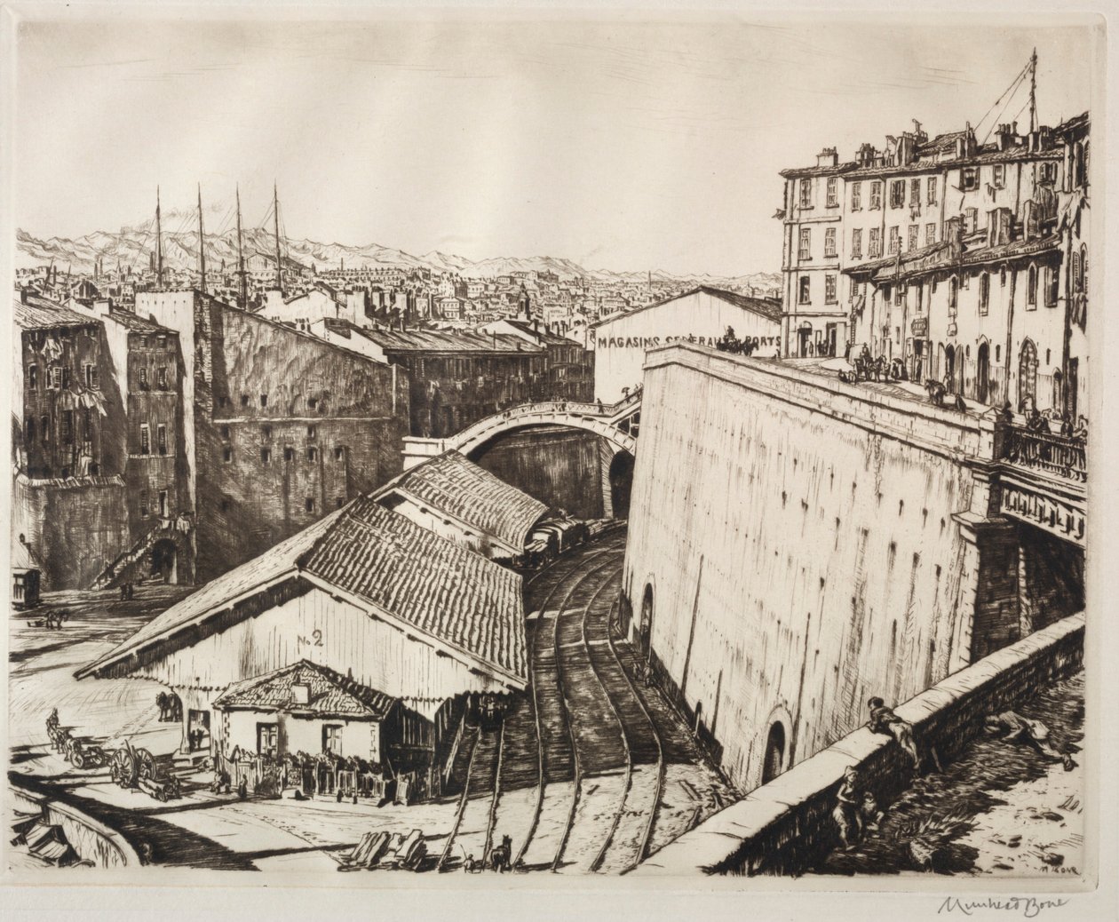 Train Shed, Marseilles by Muirhead Bone
