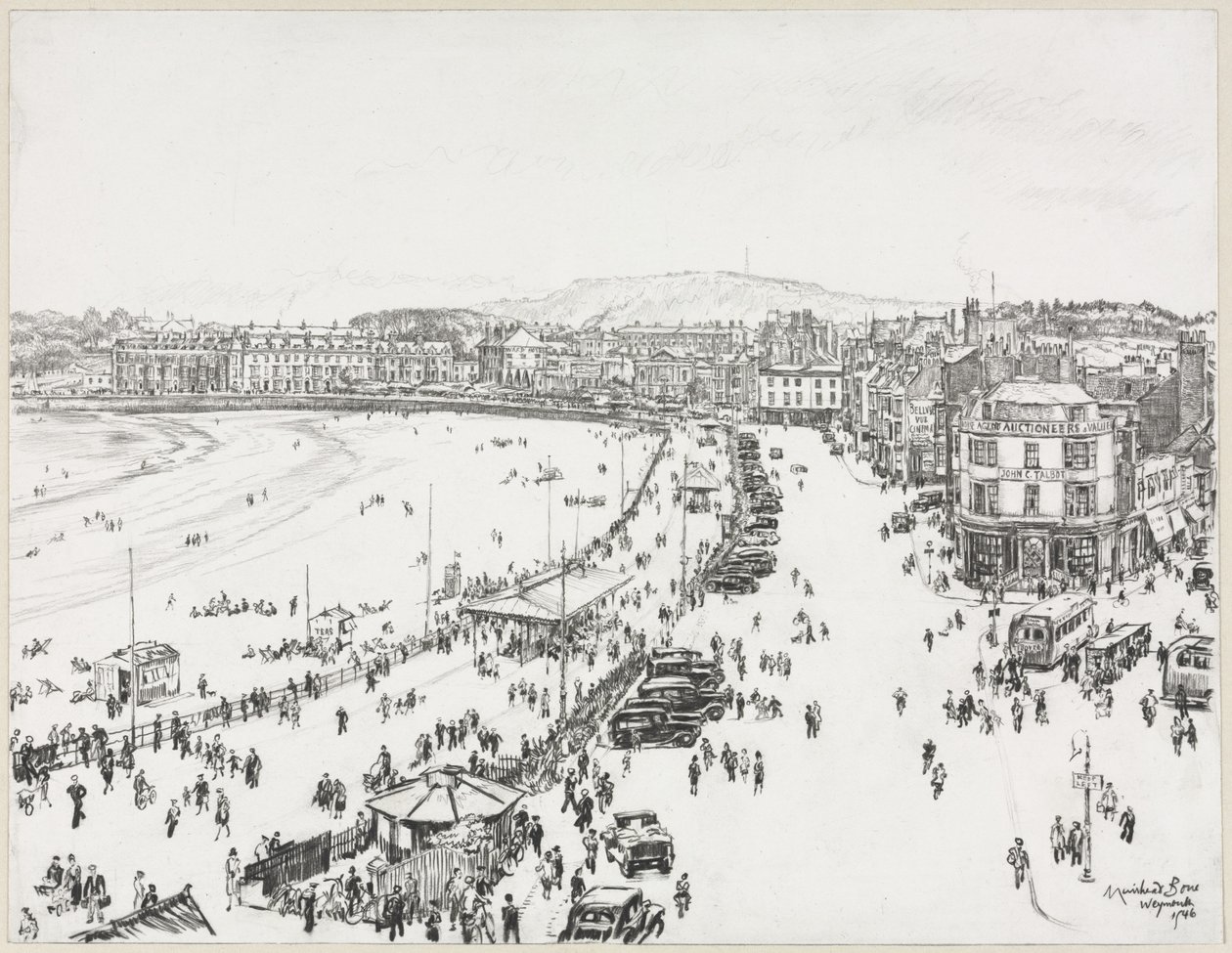 Weymouth and Distant Portland by Muirhead Bone