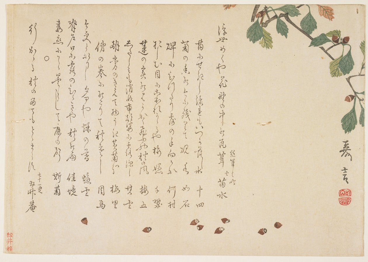 Oak branch and acorns by Murata Kagen
