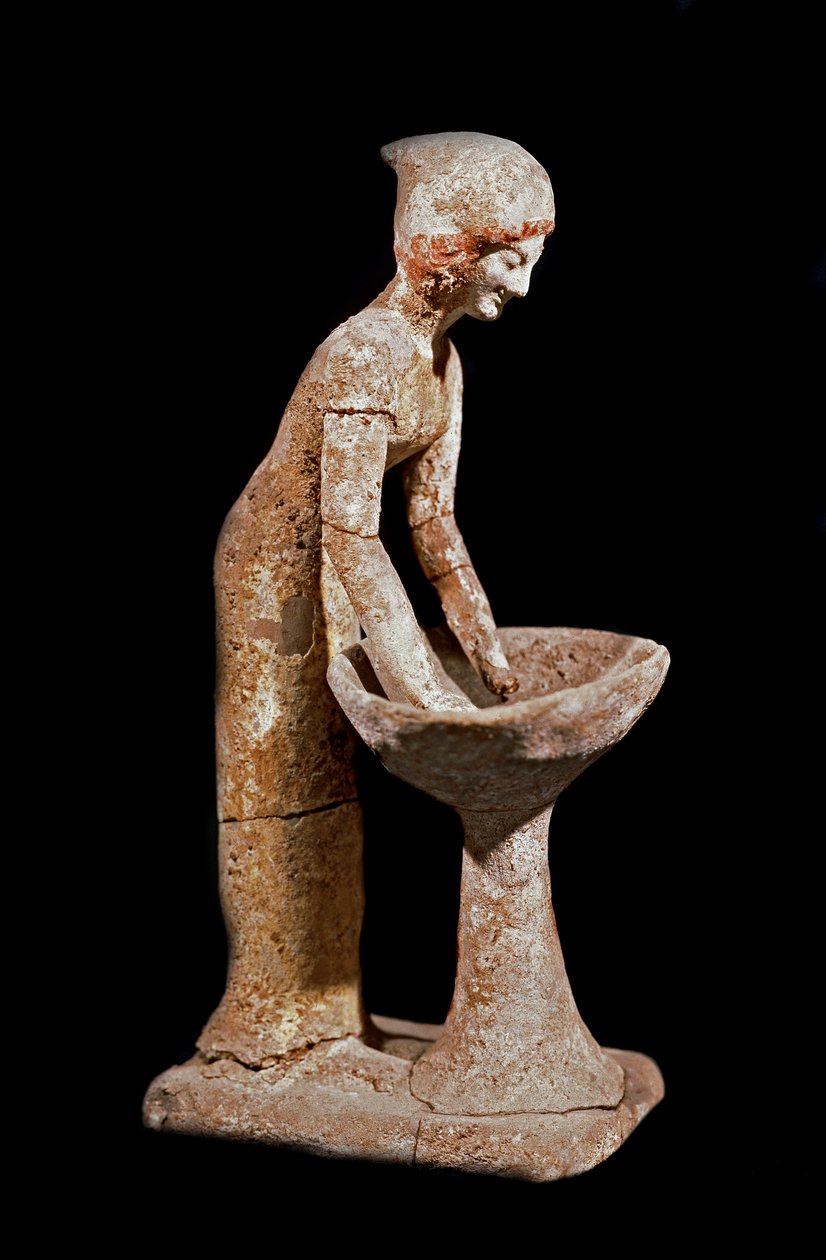 Mycenaean Art: Figurine of Woman Peaking Flour. 16th Century BC by Mycenaean