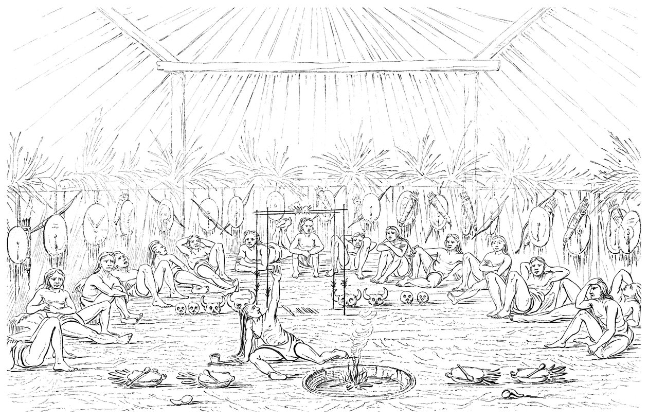Medicine Man and Teepee Interior, 1841 by Myers and Co